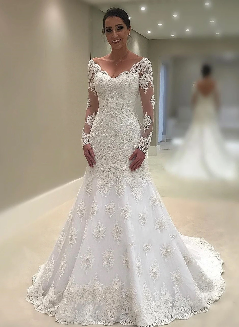 SIJANE Vestido De Novia платья русалки кружевные аппликации платье Robe de mariage на заказ