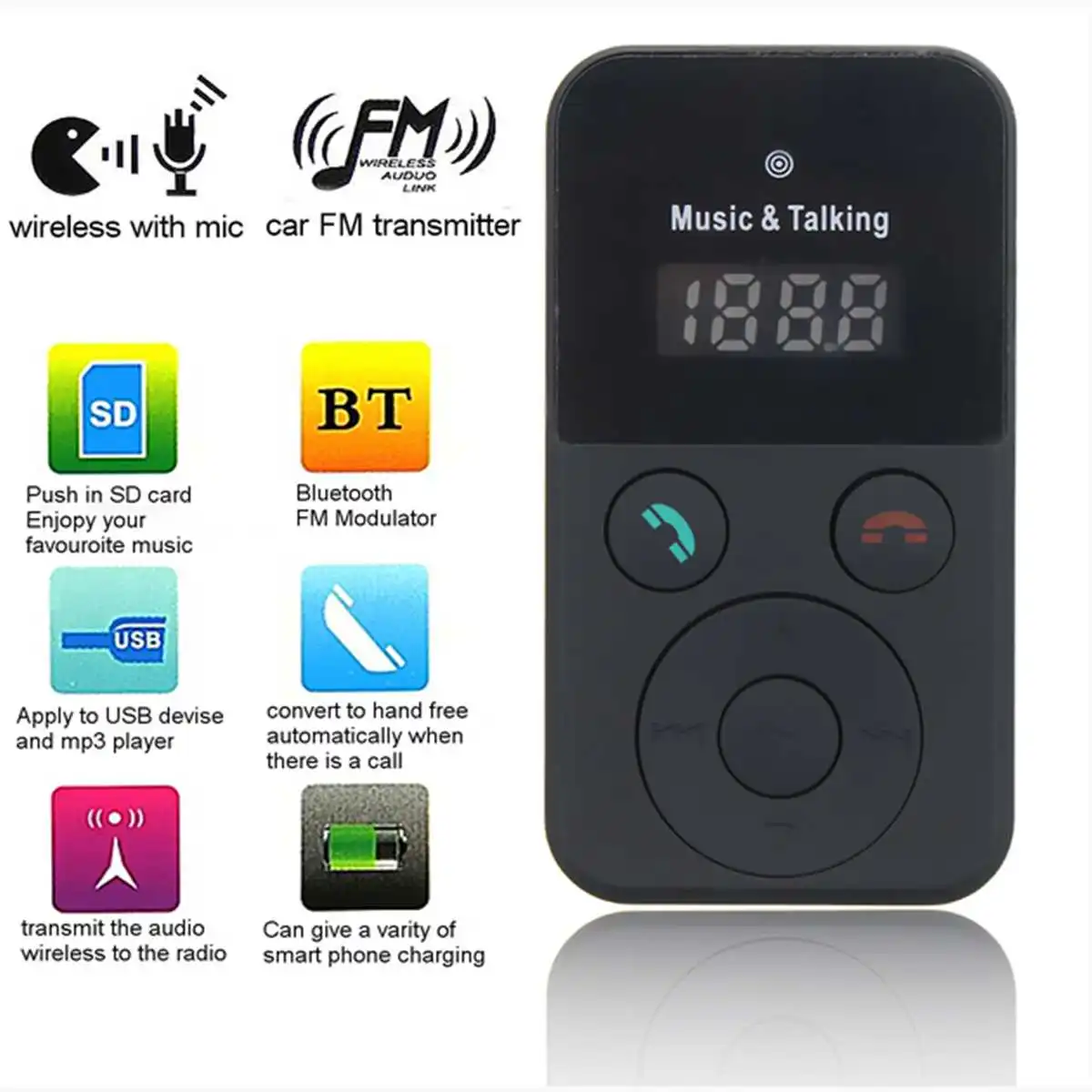 KROAK bluetooth автомобильный комплект MP3 плеер микрофон fm-передатчик радио модулятор SD USB мини ЖК-пульт дистанционного управления