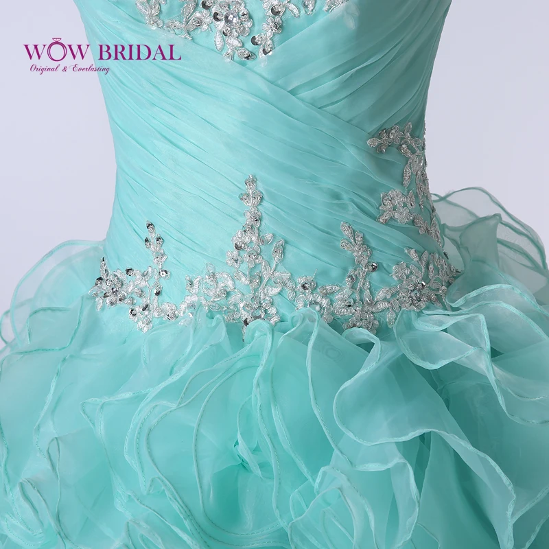 Wowbridal изящное небесно голубое платье Quinceanera 2021 без бретелек сердечко Кристалл