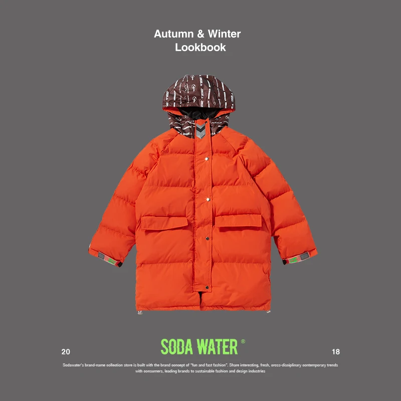 SODA WATER 2018 теплая верхняя одежда зимняя куртка Мужская ветрозащитная с капюшоном