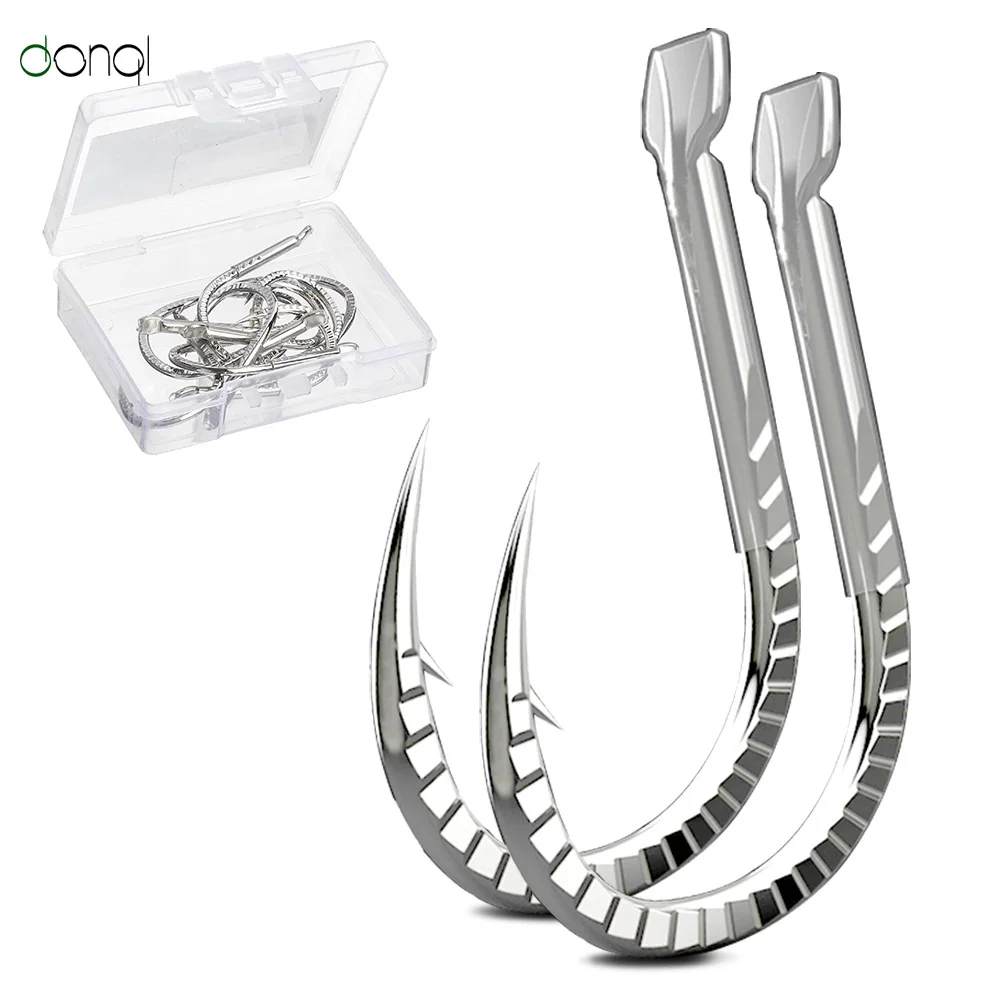 

DONQL 10pcs/lot Fishing Hooks Single Barbed Circle Carp Fishhooks Titanium Alloy Silver Color Fishing Accessories Supplies