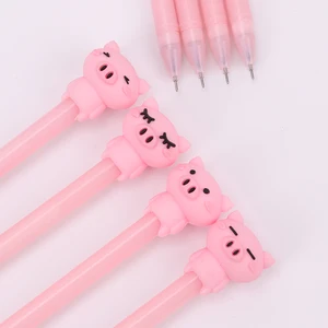 1 шт. милые черные гелевые ручки с случайными чернилами, розовые шариковые ручки с животными для свиньи, канцтовары, офисные и школьные принадлежности