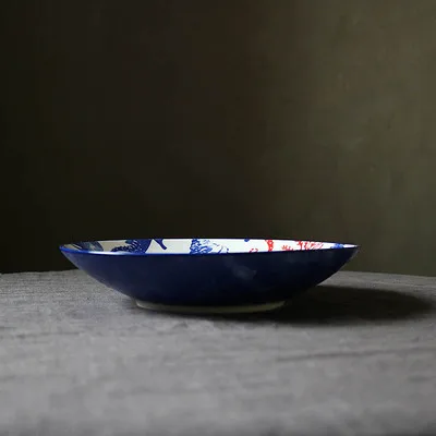 1piece deep plate Синий океан серии тарелка морская лошадь Медузы неглазурованная Посуда Чаша/тарелка тарелки набор 1 шт./лот - Цвет: 1piece deep plate