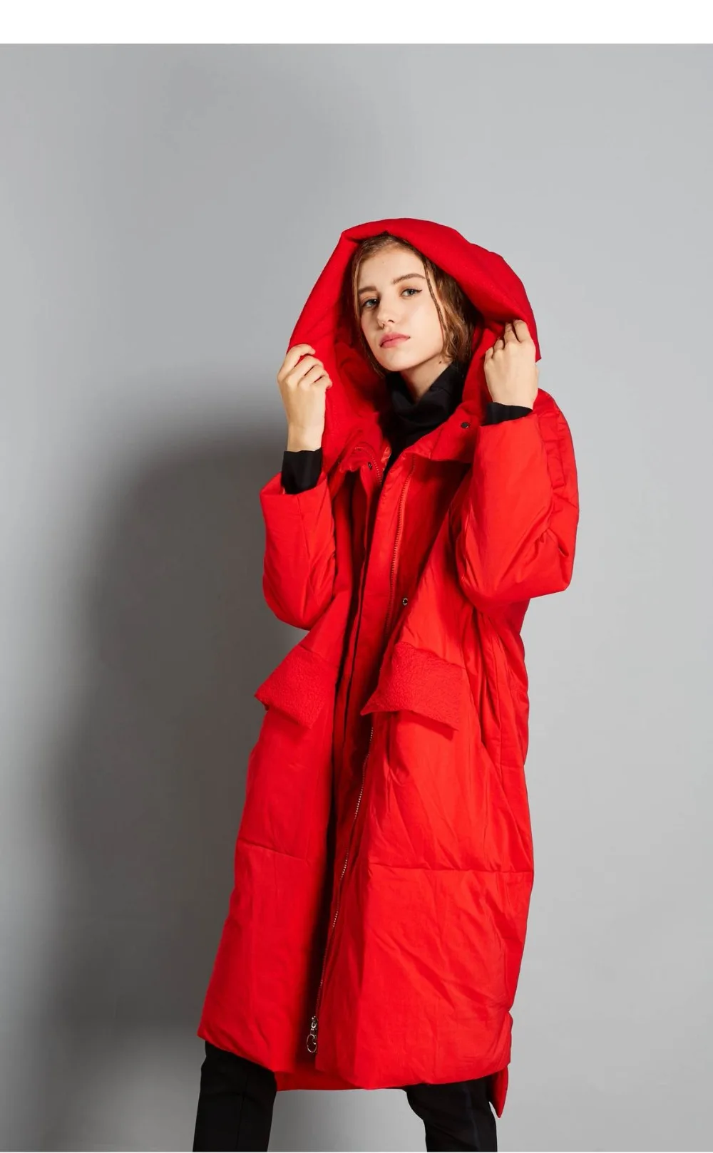 High Quality Winter New Collection loose style Hooded Long Down Coat Female Winter Warm Thick Down Jacket wq647 factory outlet