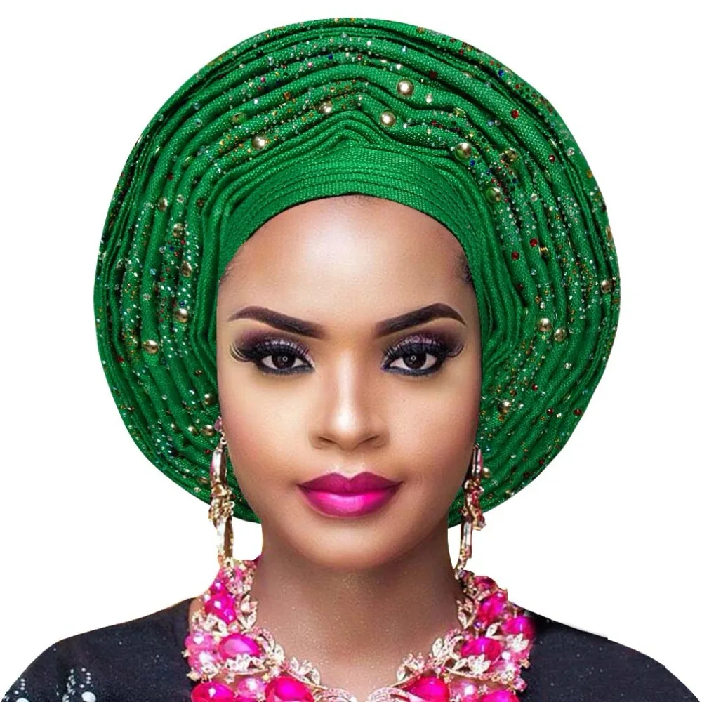 Бесплатная доставка aso oke для ebi Африканский головной убор с бисером|Африканская