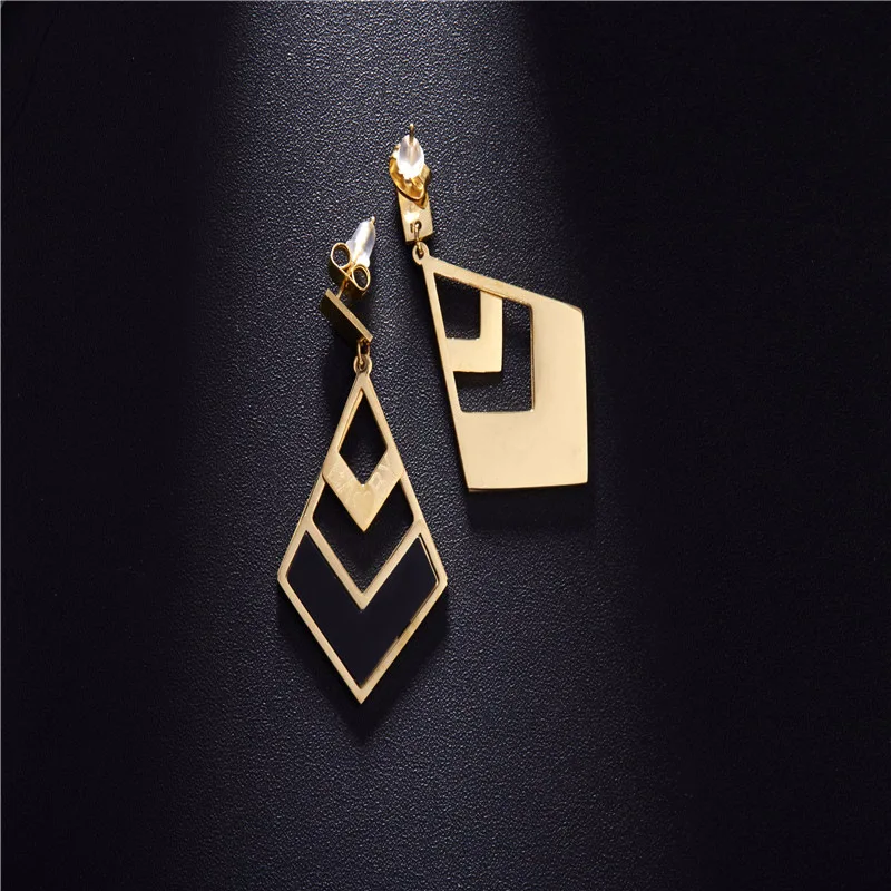Earrings. Women's jewelry. Geometric type titanium earrings. Triangle Earrings accessories | Stud