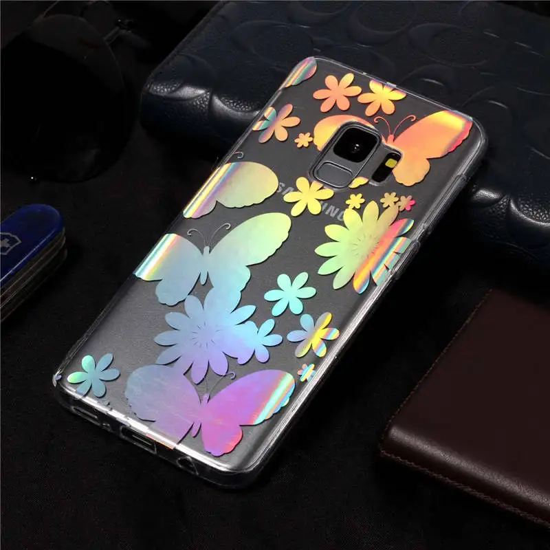 Cases For Samsung S9 S8 Plus Colorful Laser Silicone Soft TPU Back Cover Case Galaxy S3 S4 S5 S6 S7 edge Protect Bag | Мобильные