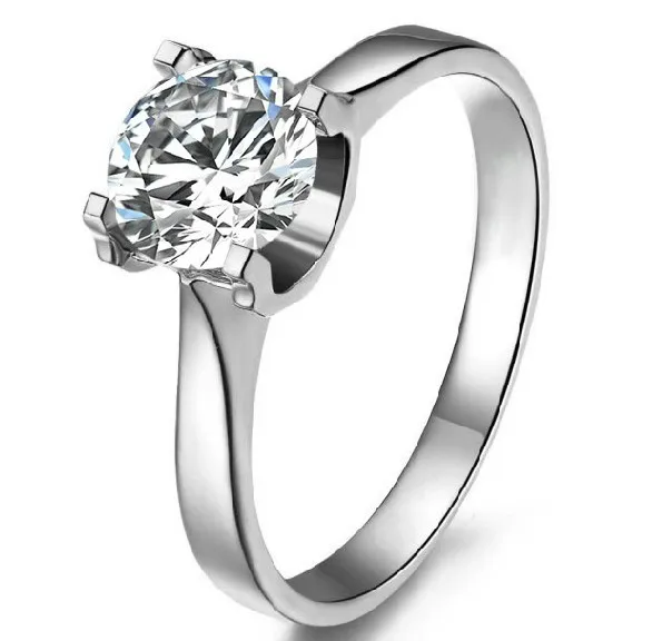 Гарантия Moissanite положительный 1CT Пасьянс Обручальное кольцо 750 Белый Золотой