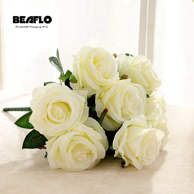 1 букет Искусственный цветок Роза 9 голов Сделай Сам Искусственные цветы из шелка