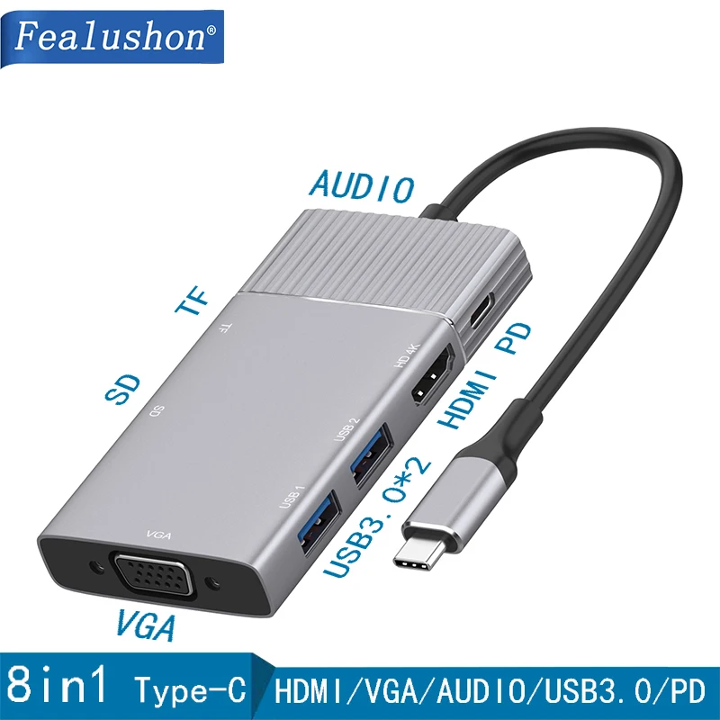 Док станция с разъемом типа C HDMI VGA USB концентратор питания для ноутбука Macbook Pro HP DELL