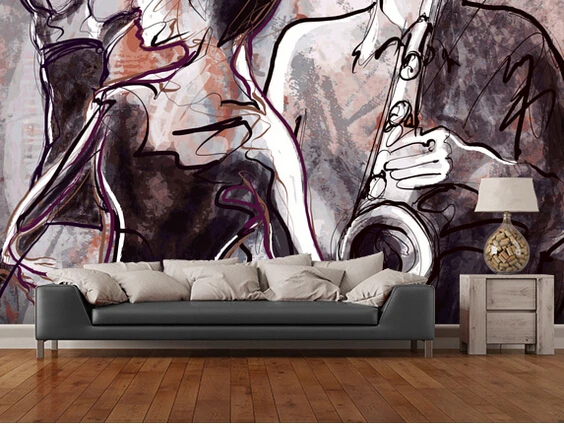 Пользовательские художественные обои джазовая группа и танцоры ретро для