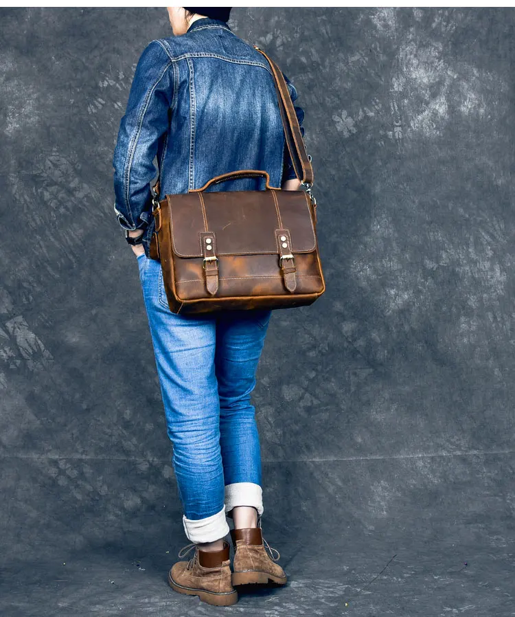 Мужские портфели сумки из натуральной кожи Бизнес Мужские сумки через плечо винтажная мужская дорожная сумка-тоут для ноутбука