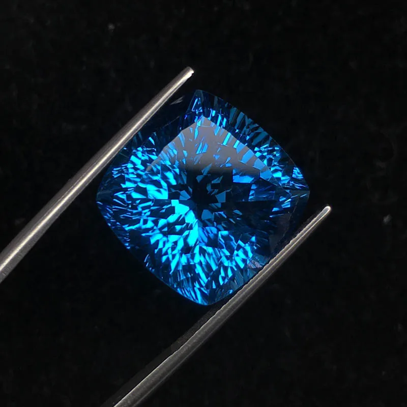 CSJ Real Natural Blue Topaz Loose Gemstone Deep Color Big Stone Cushion16MM 23.5ct Brilliant Cut For Diy Jewelry 925 Silver Gold | Украшения