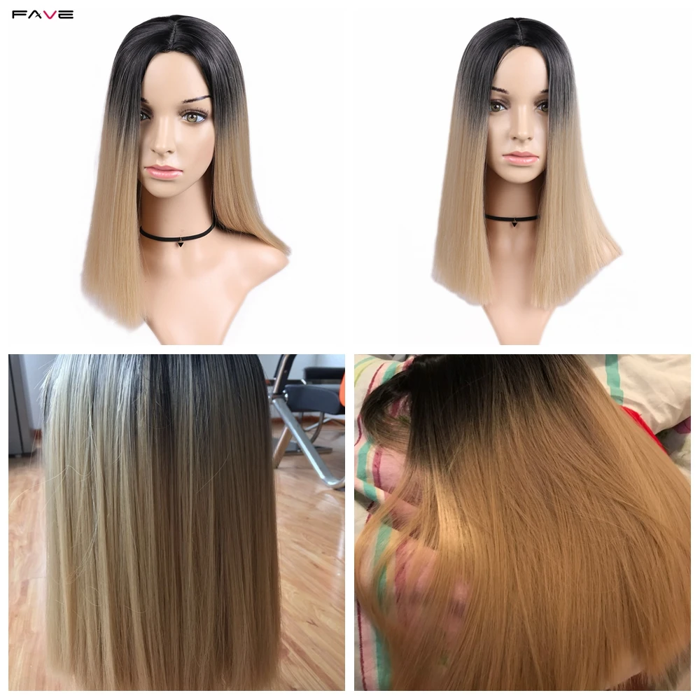 FAVE парик парики женские короткие прямые Ombre Боб черный пепельный Лен коричневый розовый синтетические парики для черных женщин 12 дюймов средняя часть Glueless Косплей парики