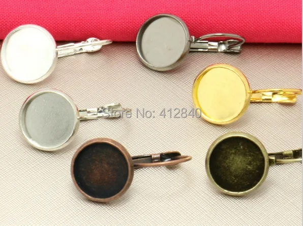 

100pcs French hook earring with 20mm Cabochon Cameo Setting Blank base, Silver/Gold/DIY findings