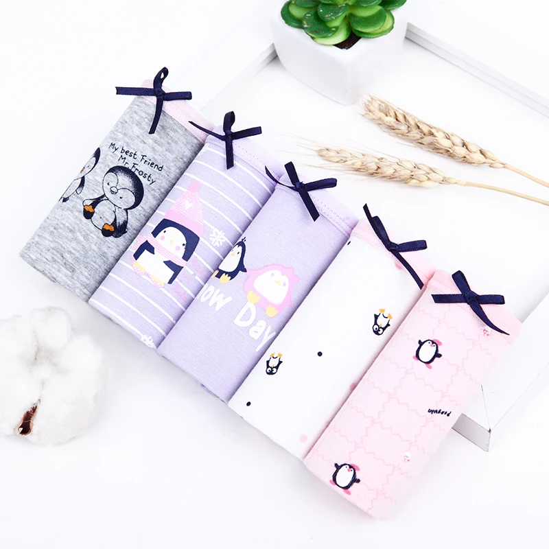 Feilibin 5Pcs/lot Women Panties Sexy Cotton Underwear Cute Printed Plus Size Briefs Breathable Grils Underpants Female lingerie | Женская