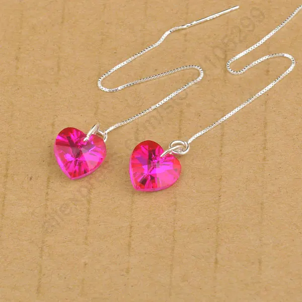 

Lot Austrian Crystal Heart 925 Sterling Silver Thread Box Chains Earrings DIY Jewelry Collection