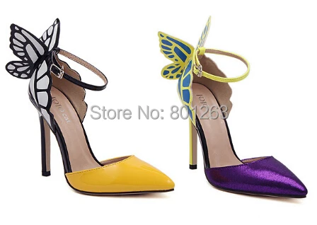 free shipping new 2015 Occident style women butterfly wings pumps sandals ladies fashion pointed toe summer shoes high heels | Обувь