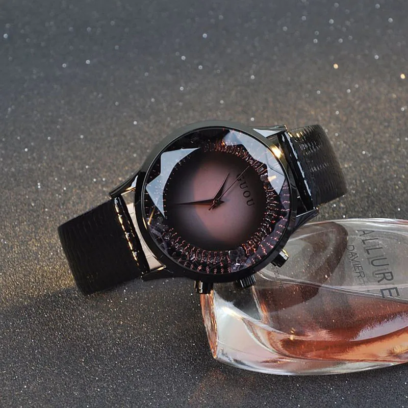 Часы GUOU женские кварцевые роскошные модные наручные из натуральной кожи со