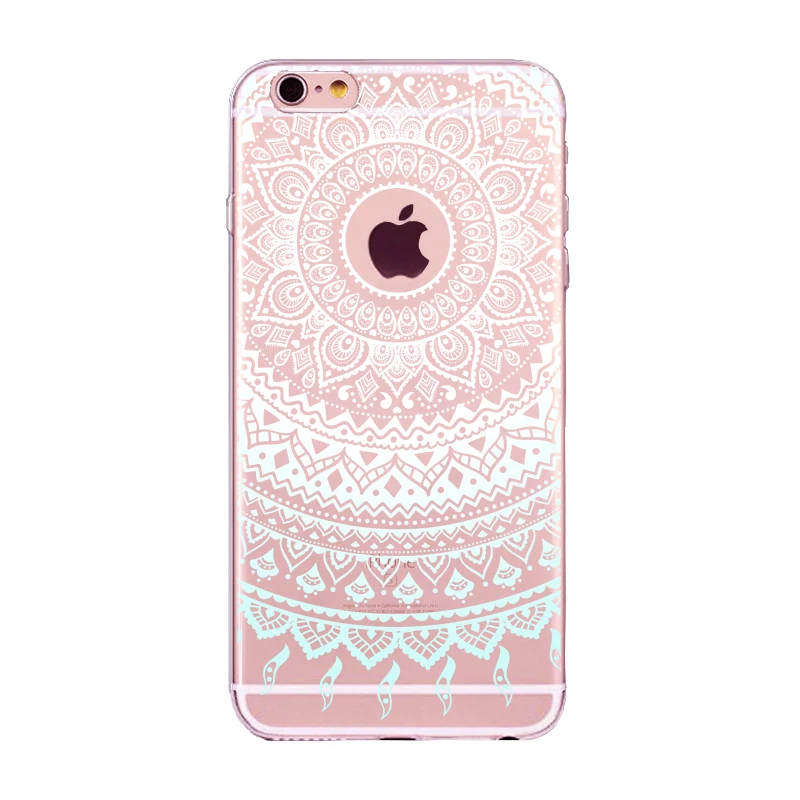 Patterned Phone Case For iPhone 6 6S 7 8 Plus X 5 5S SE Transparent Floral Paisley Flower Mandala Henna Silicone Soft Cover |