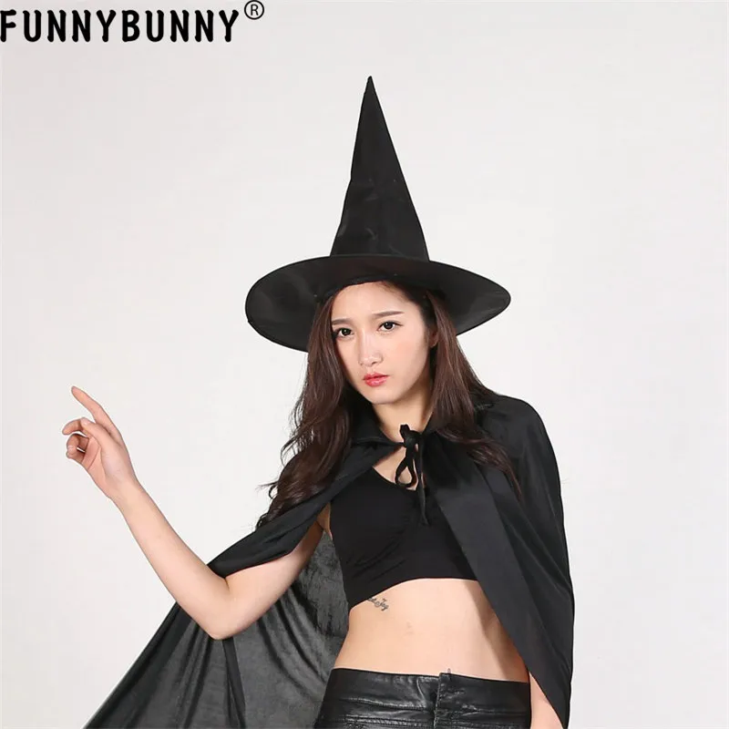 FUNNYBUNNY шляпа ведьмы Хэллоуин Для Взрослых Черная необычное платье ужас жуткий для
