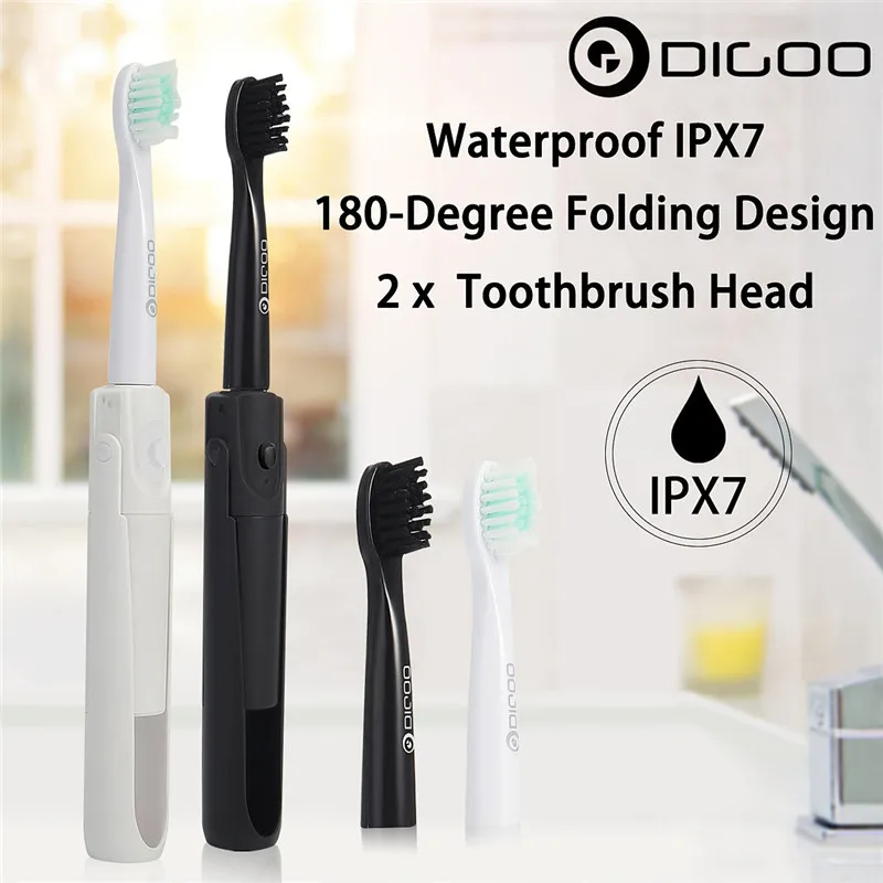 Digoo DG LS11 электрическая звуковая зубная щетка Складная Дорожная 2 насадки