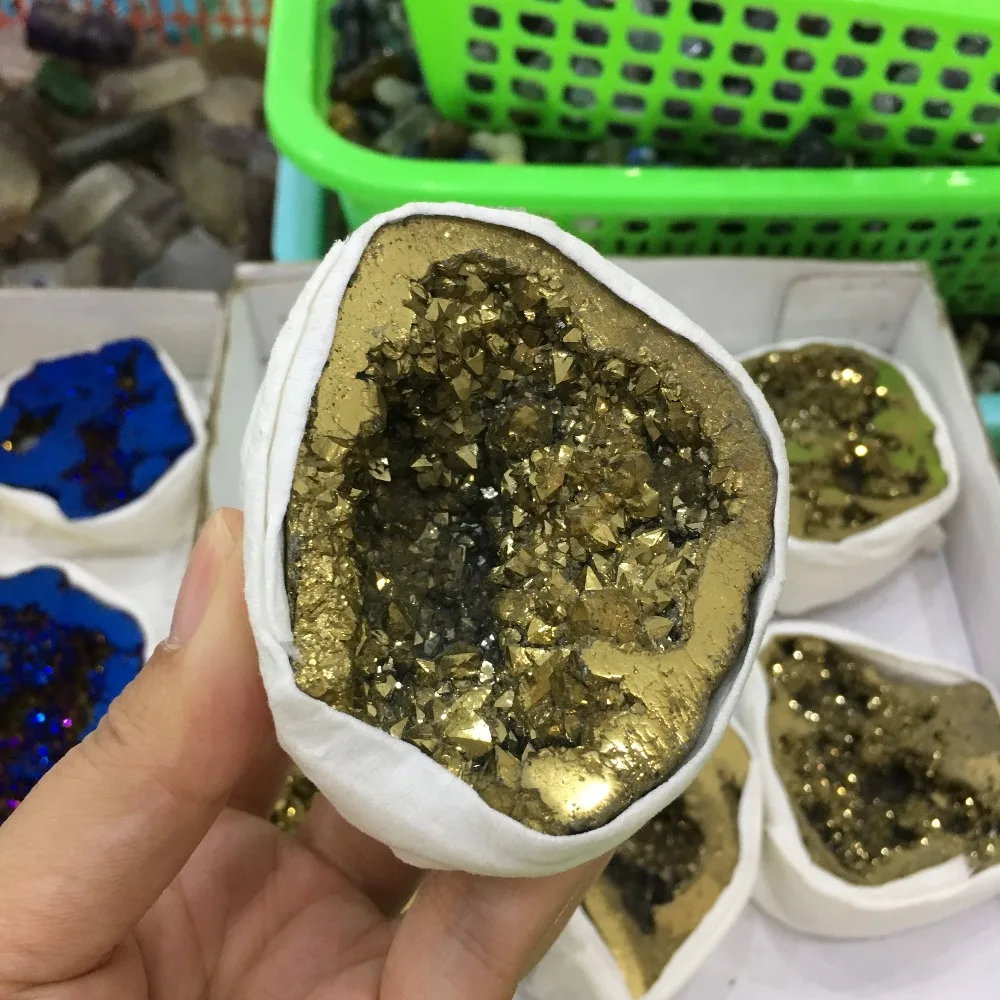 Природный Агат фрагмент жеоды Drusy Druse кварцевые гальванические Кластерные