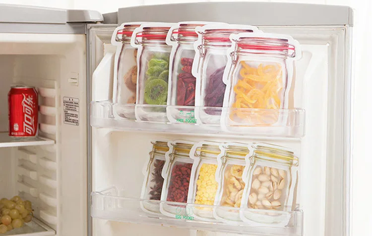 Ziplock сумка для хранения пищевых продуктов на холодильнике, сумка для хранения 3 шт./партия, Экологичная, на молнии, с замком, для сушеных фруктов, для закусок, для кухни, органайзер, сумка EGF327