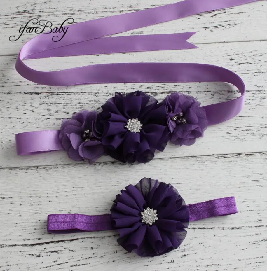 Purple Модный женский пояс с цветком, пояс для детей, девочек, женщин - Цвет: Purple