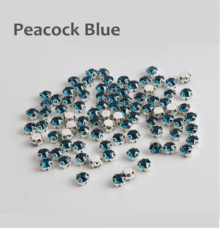 Peacock Blue 3D Красочные 4 мм ss16 AAA стекло серебряная основа Стразы прозрачный кристалл AB коготь Стразы DIY шитье на свадебное платье аксессуары - Цвет: Peacock Blue