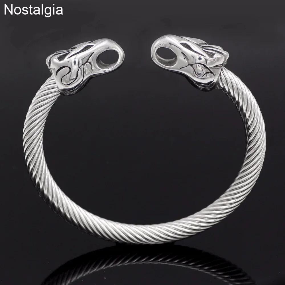 

Nostalgia Teen Wolf Viking Bangle Bracelet Viking Stainless Steel Jewelry Open Hand Cuffs Vikingo Accessories Indian Bangles
