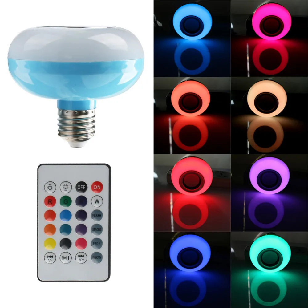 

Mini E27 LED RGBW Wireless Bluetooth AudioSpeaker SmartMusic LightLamp Bulb with Remote Control Led Light Music Player Audio