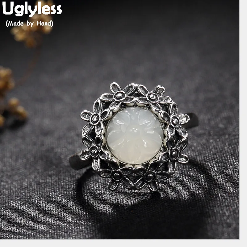 Uglyless Real Solid 925 пробы серебряные маленькие цветы гирлянда кольца на палец для