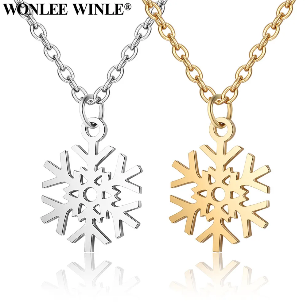 Wonlee Winle 316l Подвеска из нержавеющей стали с золотыми снежными цветами ожерелья для