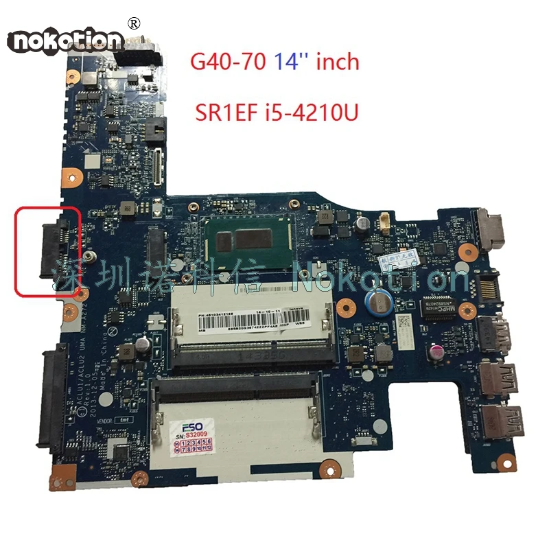 Материнская плата NOKOTION ACLU1 ACLU2 UMA для ноутбука lenovo NM-A272 14 дюймов с SR1EF | Компьютеры и