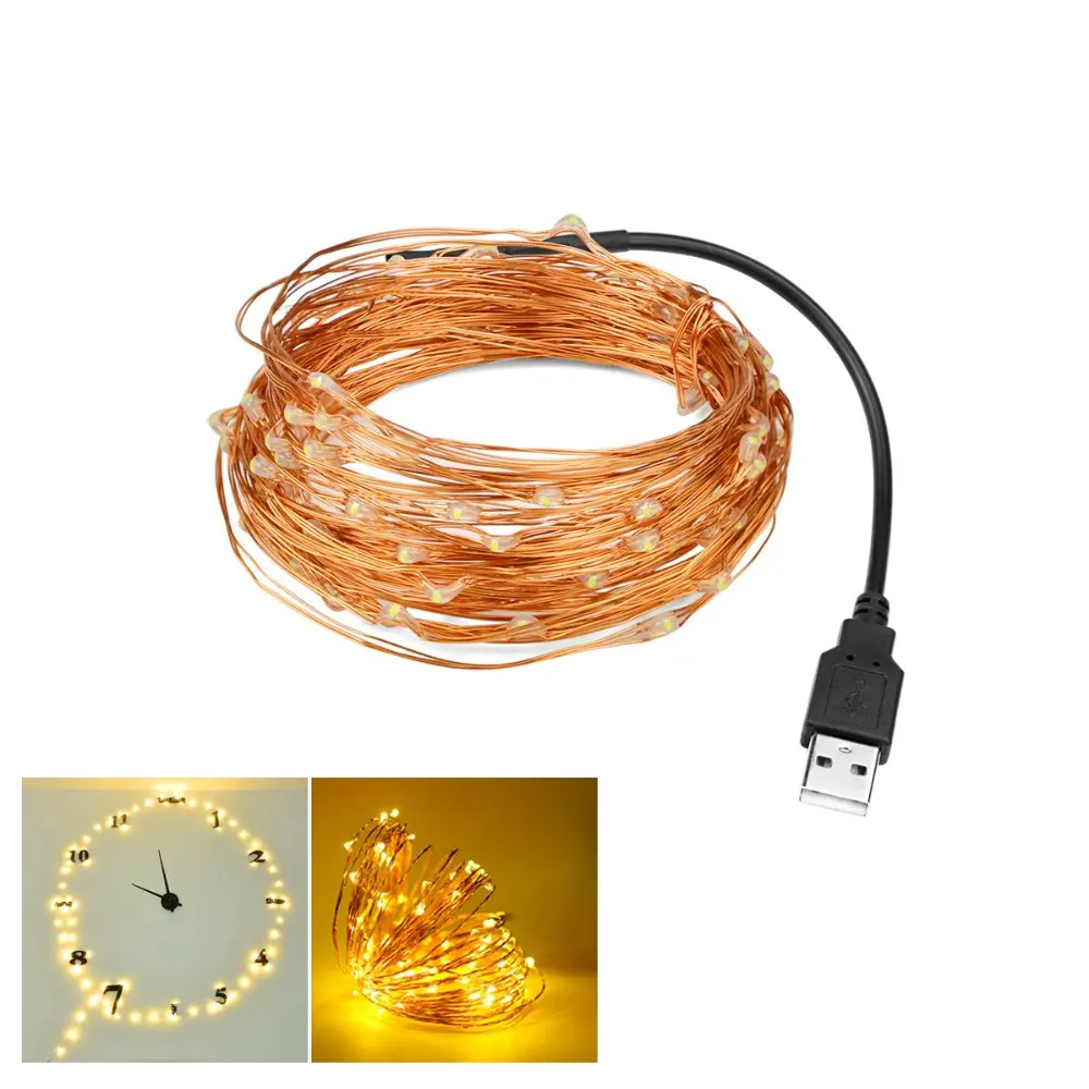 AIMENGTE 5 м 50 светодиодов s 10 100 светодиодный TV/PC спальня DC5V украшение медный провод USB