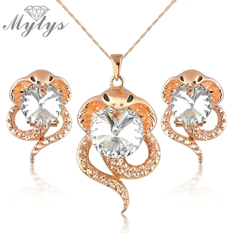 Mytys набор ювелирных изделий в виде змеи ожерелье и серьги GP N1341 | Украшения