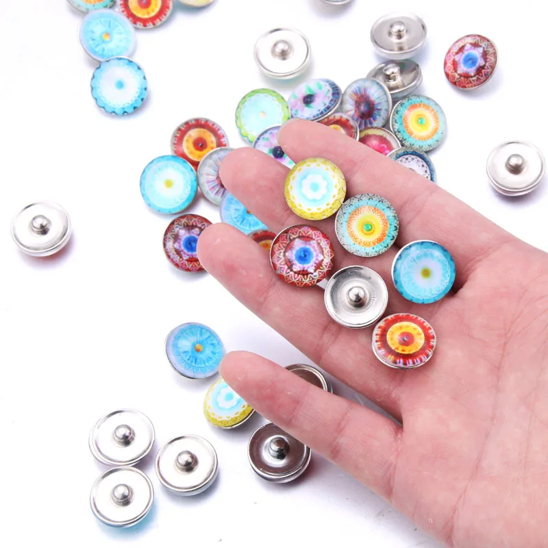 

10pcs/lot Mixed Colors 18mm Glass snap button Jewelry glass Snap Fit snap Bracelet snaps jewelry For Women 020911