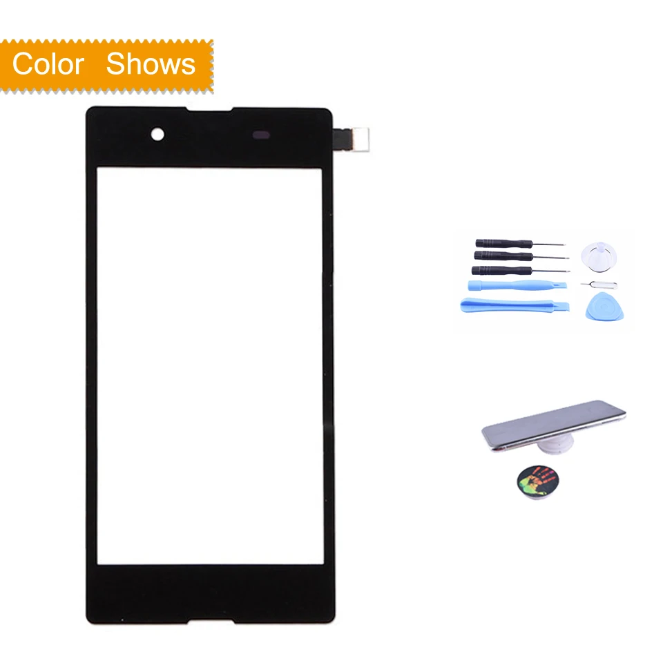 black with gift Сенсорный экран для sony Xperia E3 D2202 D2203 D2206 D2243 сенсорный экран дигитайзер стекло передней сенсорной панели объектив двойной D2212 без lcd - Цвет: black with gift