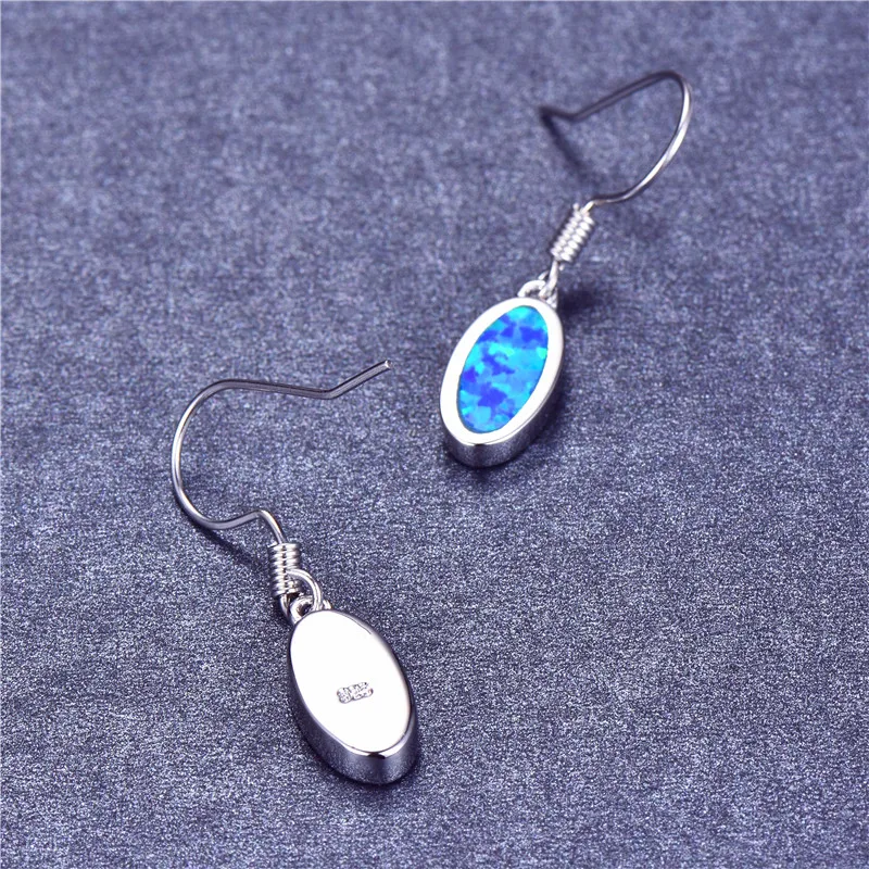 Женские милые Овальные Синие серьги подвески из серебра 925 пробы|Серьги-подвески|