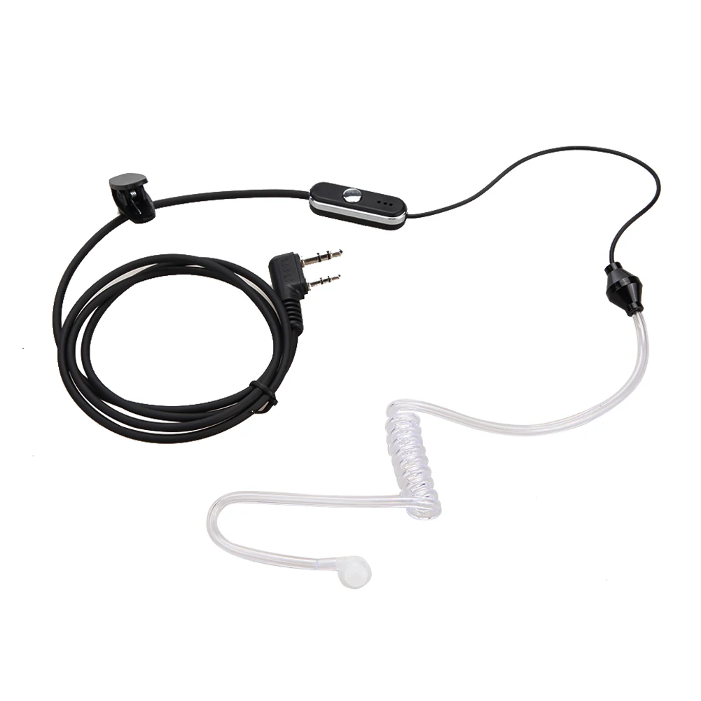Черные 2-контактные акустические трубки PTT MIC наушники для Baofeng Walkie Talkie Retevis