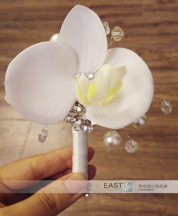 Мужская брошь из горного хрусталя с кристаллами и жемчужинами на заказ | Свадьбы