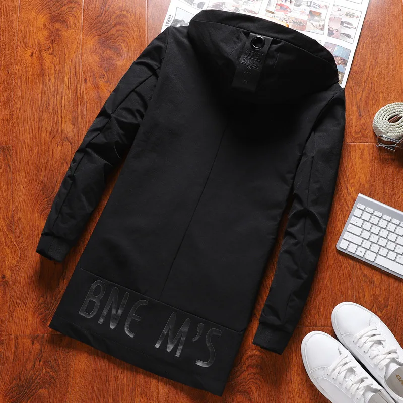 2018 Новый осень зима мужские Тренч со шляпой Slim Fit Мужские Casaco печати письма с