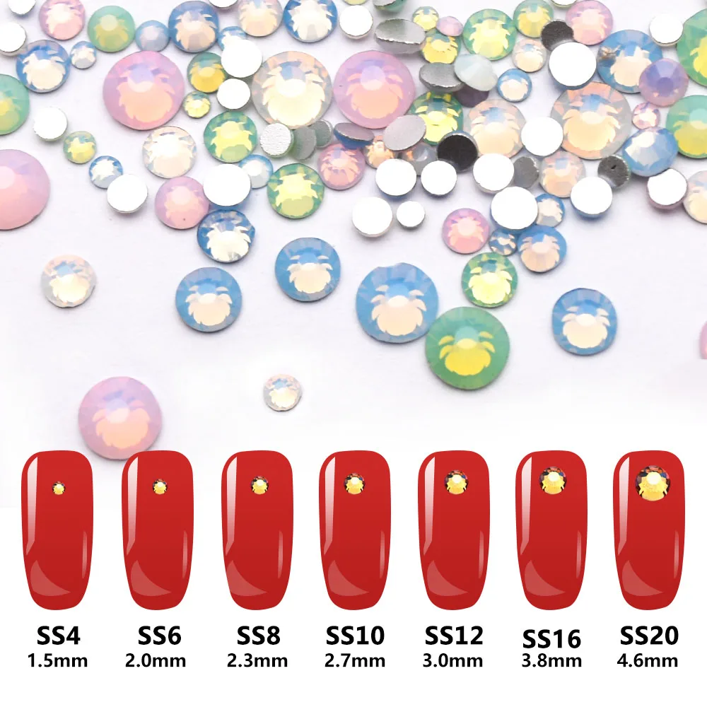 Разноцветные Стразы Ss4 ~ ss20 для ногтей опаловые 3D маникюрные аксессуары