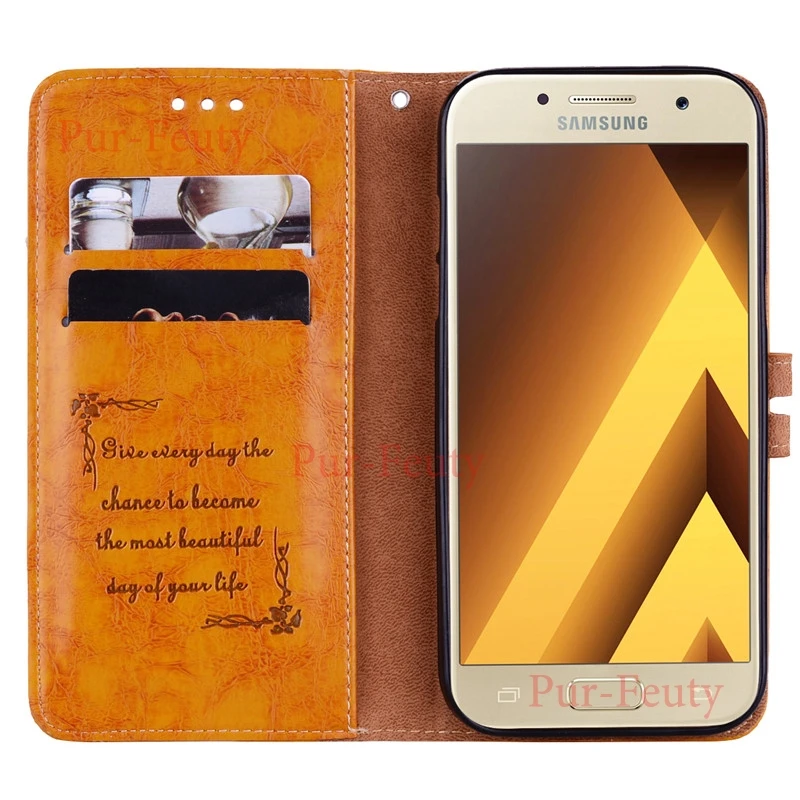 Fashion Wallet Cases for Samsung Galaxy A3 2017 A 320 A320 A320F/DS SM-A320F SM-A320F/DS Luxury Flip Texture Leather Phone Cover | Мобильные