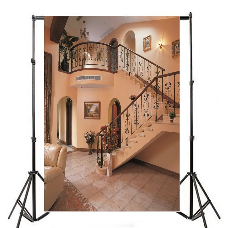 Laeacco Ретро дом лестница интерьер вид сцена фотографии виниловые