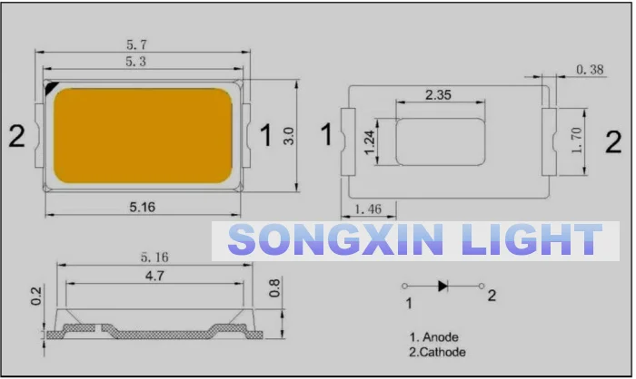 Набор диодов 1000 SMD LED 5730 10 видов красный/зеленый/синий/белый/желтый/теплый