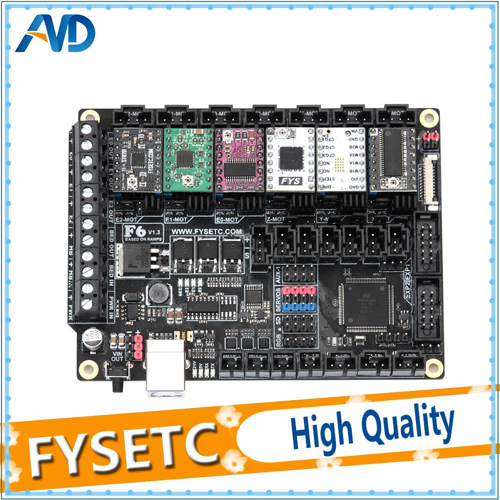Материнская плата FYSETC F6 V1.3 + 6 шт. TMC2100/TMC2208v1.2/TMC2130v1.2/DRV8825/S109/A4988/ST820 VS SKR V1.3|Детали и