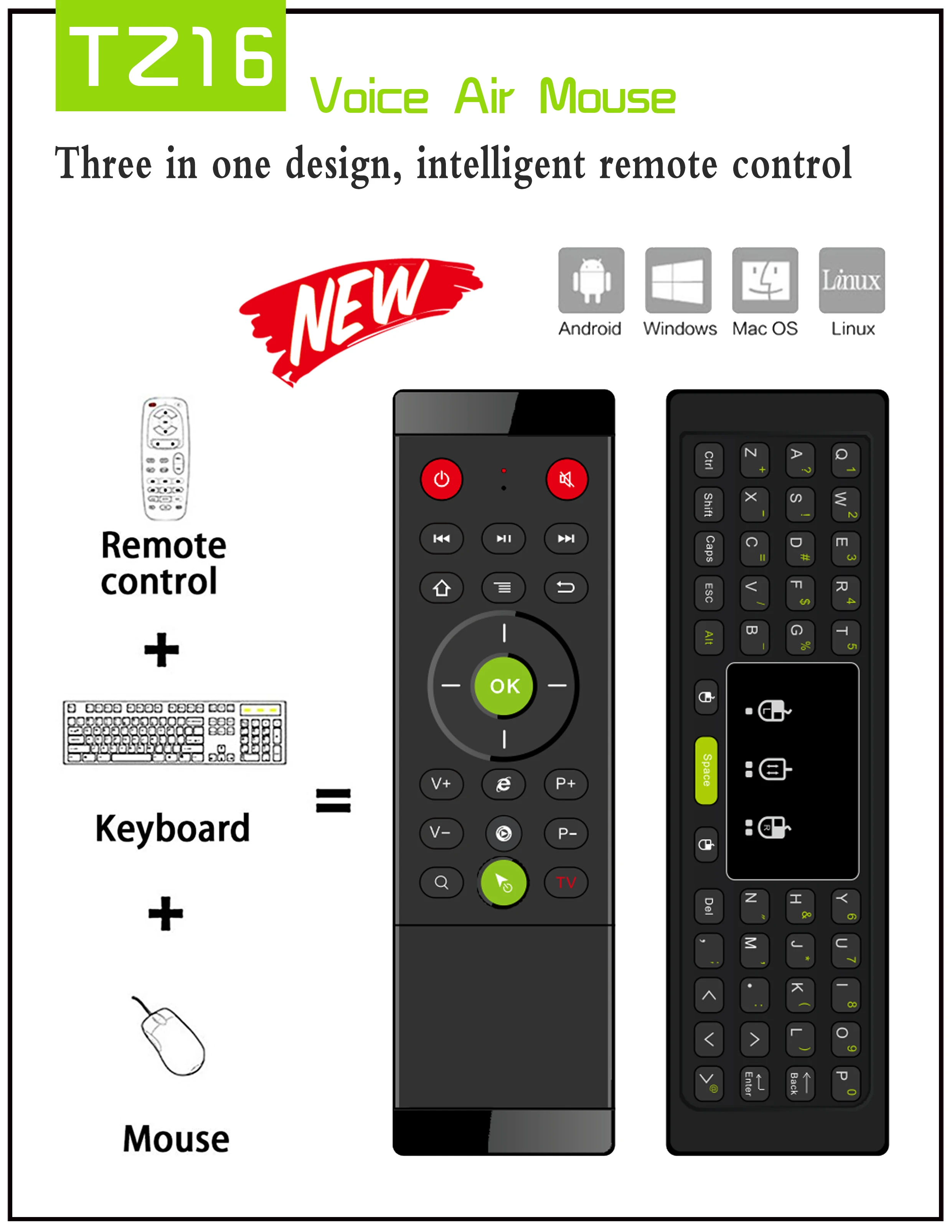 Беспроводная клавиатура TZ16 2 4 GHz Air Mouse тачпад ручной пульт дистанционного