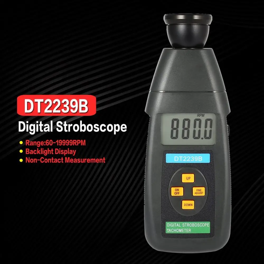 DT2239B цифровой ЖК-дисплей Бесконтактный стробоскоп Тахометр фотоэлектрический